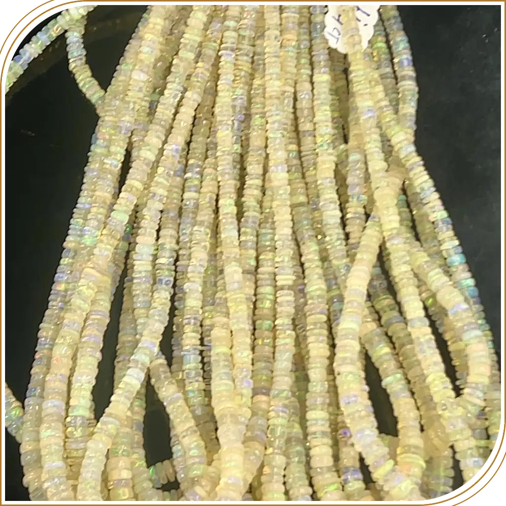 AAA Natural White Ethiopian Opal Loose Gemstone Smooth Heishi Tyre Shape Beads Size 5-7mm Approx. 14 Inches Strand, Classic And Elegant Heishi Tyre Shaped Stones