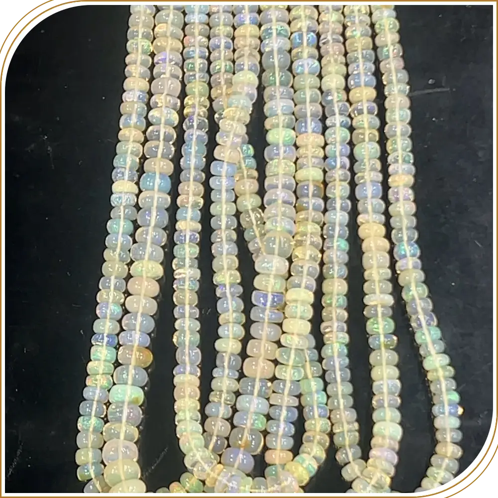 AAA Natural White Ethiopian Opal Loose Gemstone Smooth Rondelle Shape Beads Size 5mm Approx. 14 Inches Strand, Subtle Yet Striking White Opal Stones