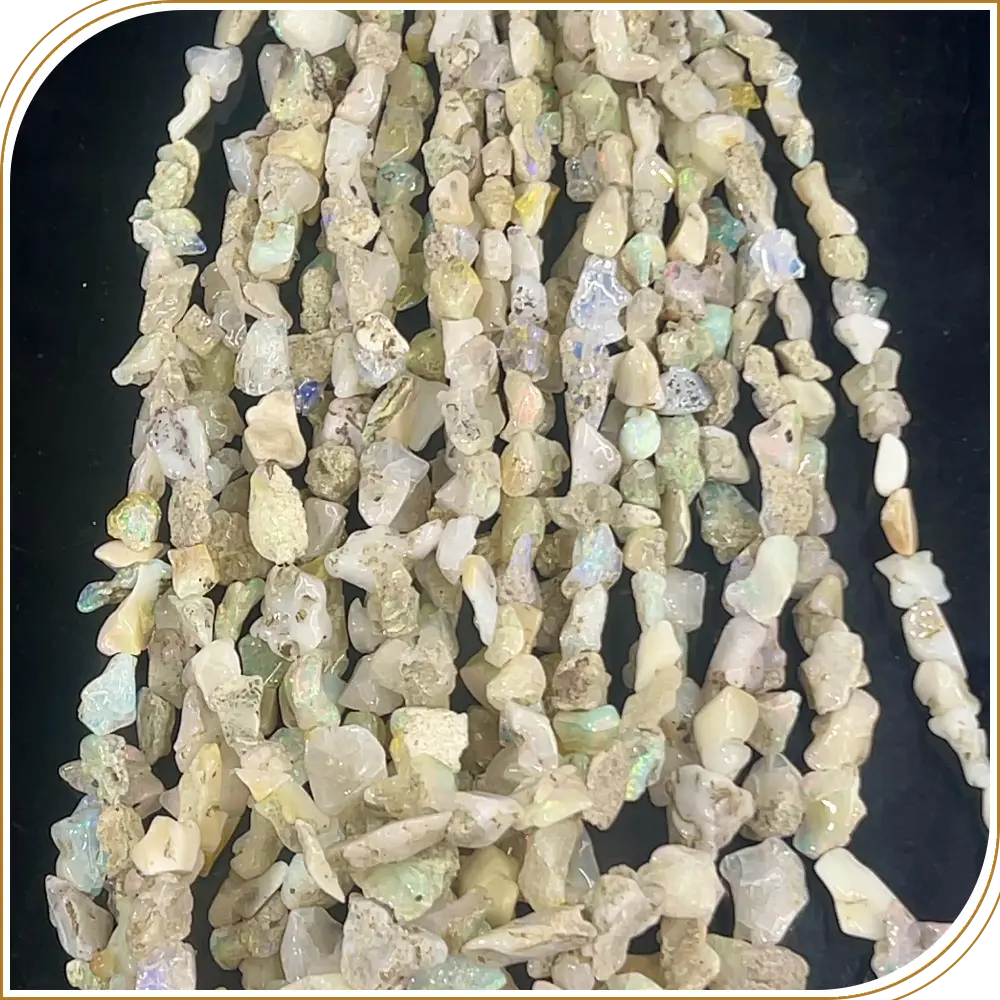 AAA Natural White Ethiopian Opal Loose Gemstone Smooth Rough Shape Beads Size 7-11mm Approx. 14 Inches Strand, Organic And Natural Stones For Raw Designs