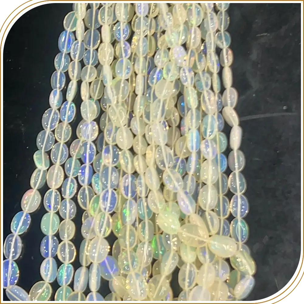 AAA Natural White Ethiopian Opal Loose Gemstone Faceted Oval Shape Beads Size 4x6mm to 6x9mm Approx. 14 Inches Strand, Elegant Oval Shaped Stones With Beautiful Facets