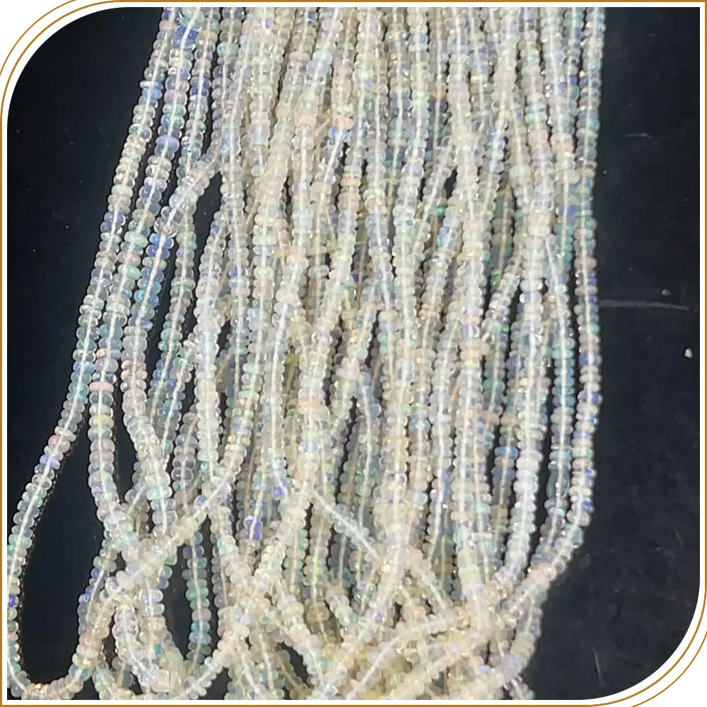 AAA Natural White Ethiopian Opal Loose Gemstone Smooth Rondelle Shape Beads Size 3mm Approx. 14 Inches Strand, Soft And Subtle Rondelle Beads With A Smooth Finish