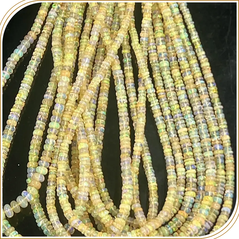 AAA Natural Yellow Ethiopian Opal Loose Gemstone Smooth Rondelle Shape Beads Size 5-7mm Approx. 14 Inches Strand, Bright And Vibrant Yellow Opals For Fun Jewelry Creations