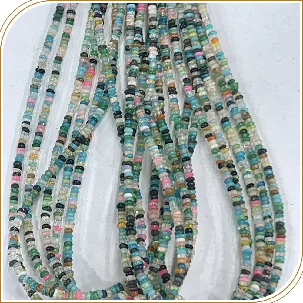 AAA Natural Multi Green Ethiopian Opal Loose Gemstone Smooth Rondelle Shape Beads Size 3mm Approx. 14 Inches Strand, Earthy Green Stones That Add Natural Beauty To Your Designs