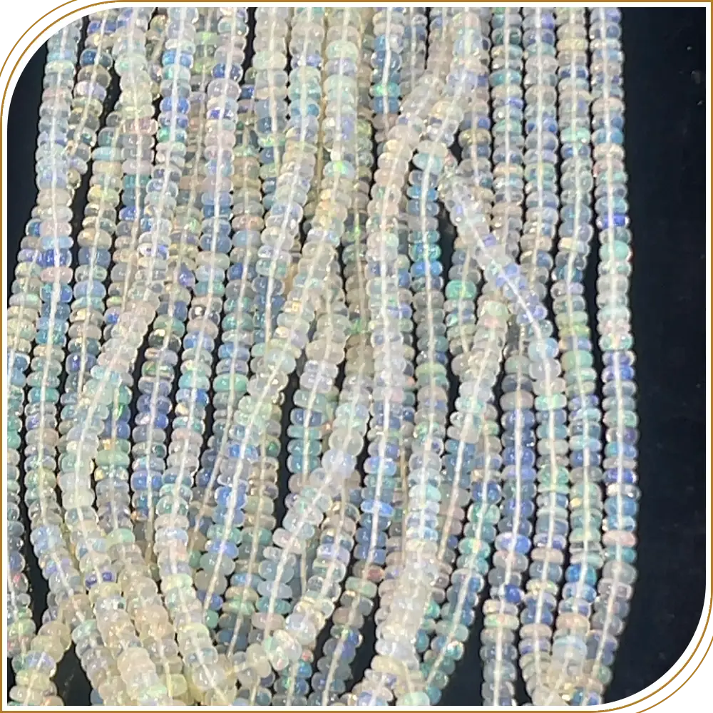 AAA Natural White Ethiopian Opal Loose Gemstone Smooth Rondelle Shape Beads Size 4mm Approx. 14 Inches Strand, Simple Yet Beautiful Smooth Rondelle Beads