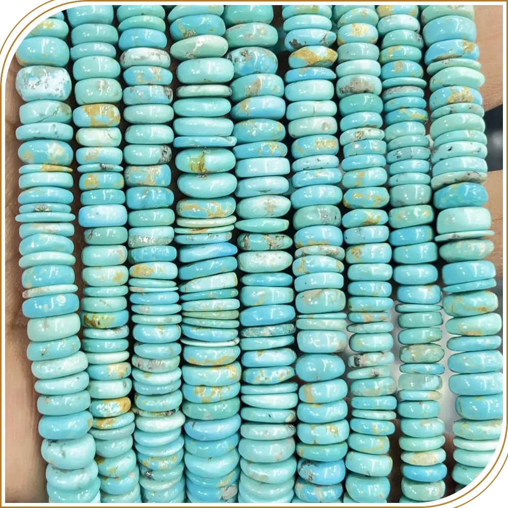 AAA Natural Arizona Turquoise Smooth Heishi Tyre Shape Beads Size 11-12mm 14 Inches Strand, A Bold and Striking Accent Minimum 1 Strand