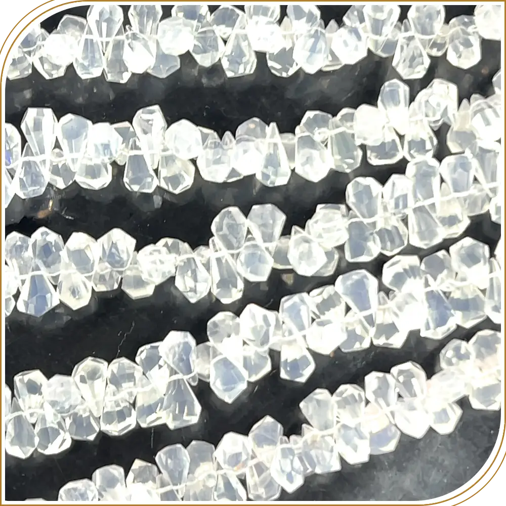 AAA Natural Ice Gemstone Step Cut Briolette Teardrops 8 Inches Strand, Clear and Radiant