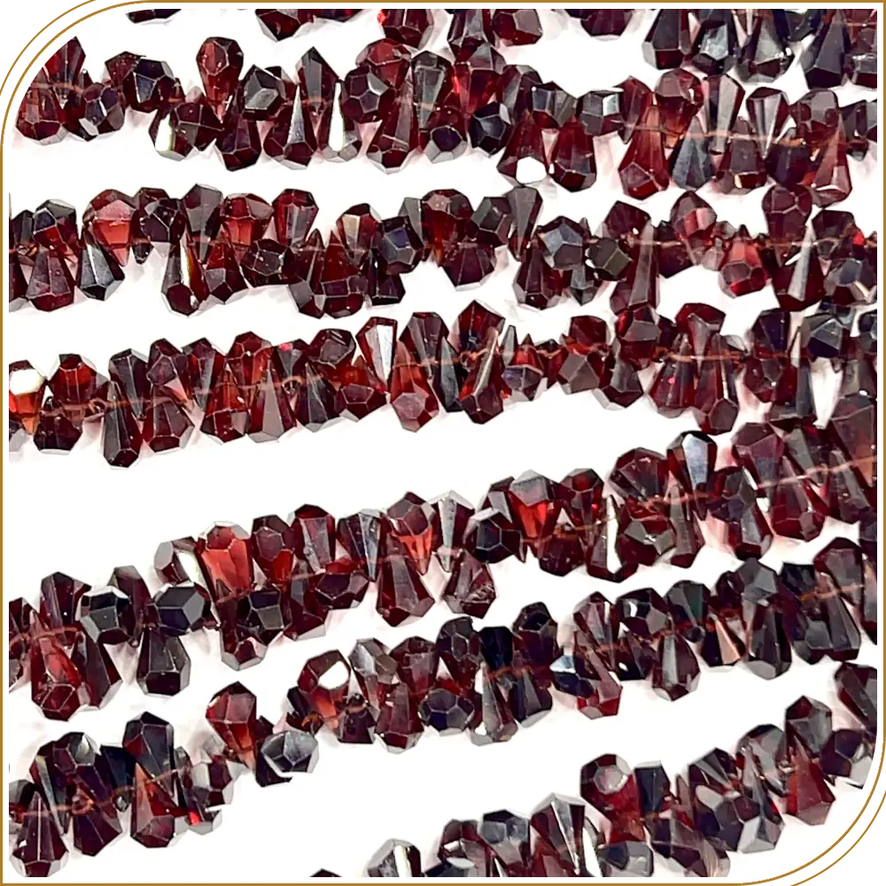 AAA Natural Mozambique Garnet Gemstone Step Cut Briolette Teardrops 8 Inches Strand, Intensely Vibrant and Gorgeous