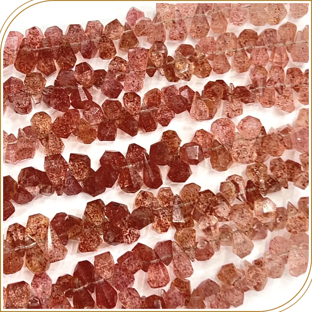 AAA Natural Pink Strawberry Quartz Gemstone Step Cut Briolette Teardrops 8 Inches Strand, A Beautifully Radiant Addition