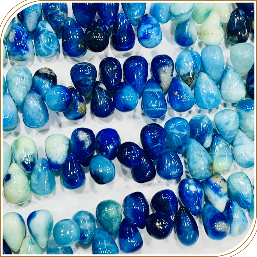 AAA Natural Blue Afghanite Smooth Briolette Teardrops Beads Amazing High Polished