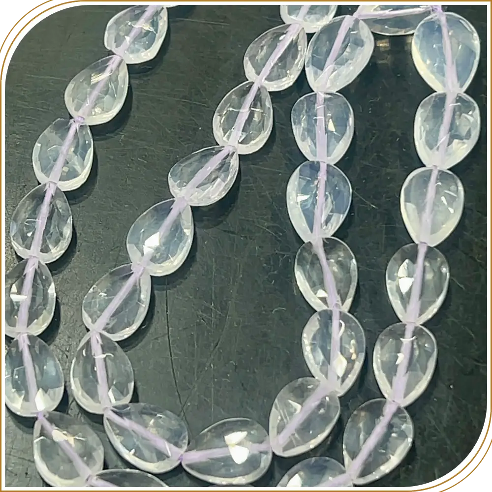 Natural Ice Quartz Faceted Pear Drops Straight Drill 16 Inch Strand Beads Size 6x8 to 9x13mm for Jewelry Making Bulk Wholesale
