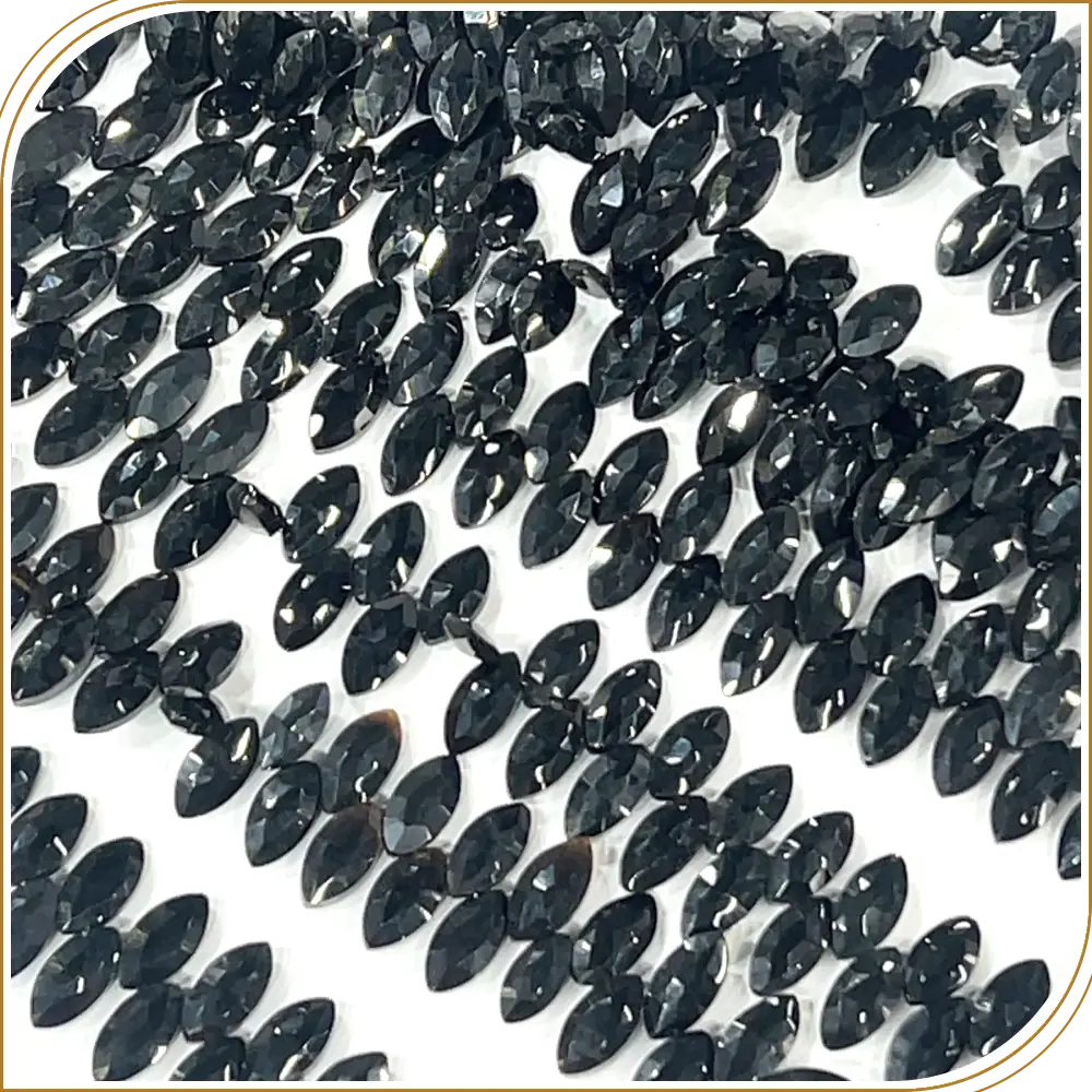 AAA Natural Black Spinal Faceted Marquise Shape Briolette Beads Size 7x14mm Approx. 17 Inches Strand