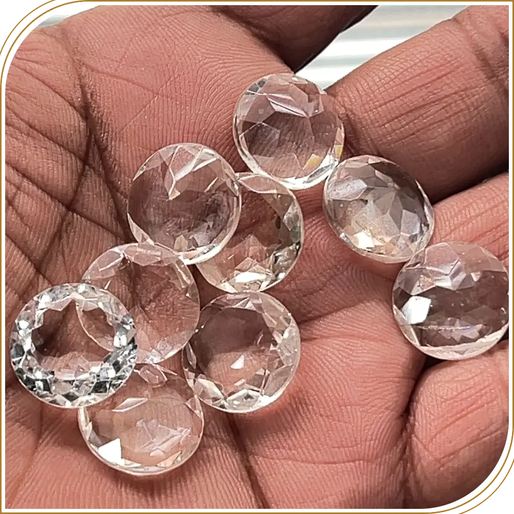 Natural Crystal Quartz Loose Gemstone Cut Stone Round Shape 10x10mm