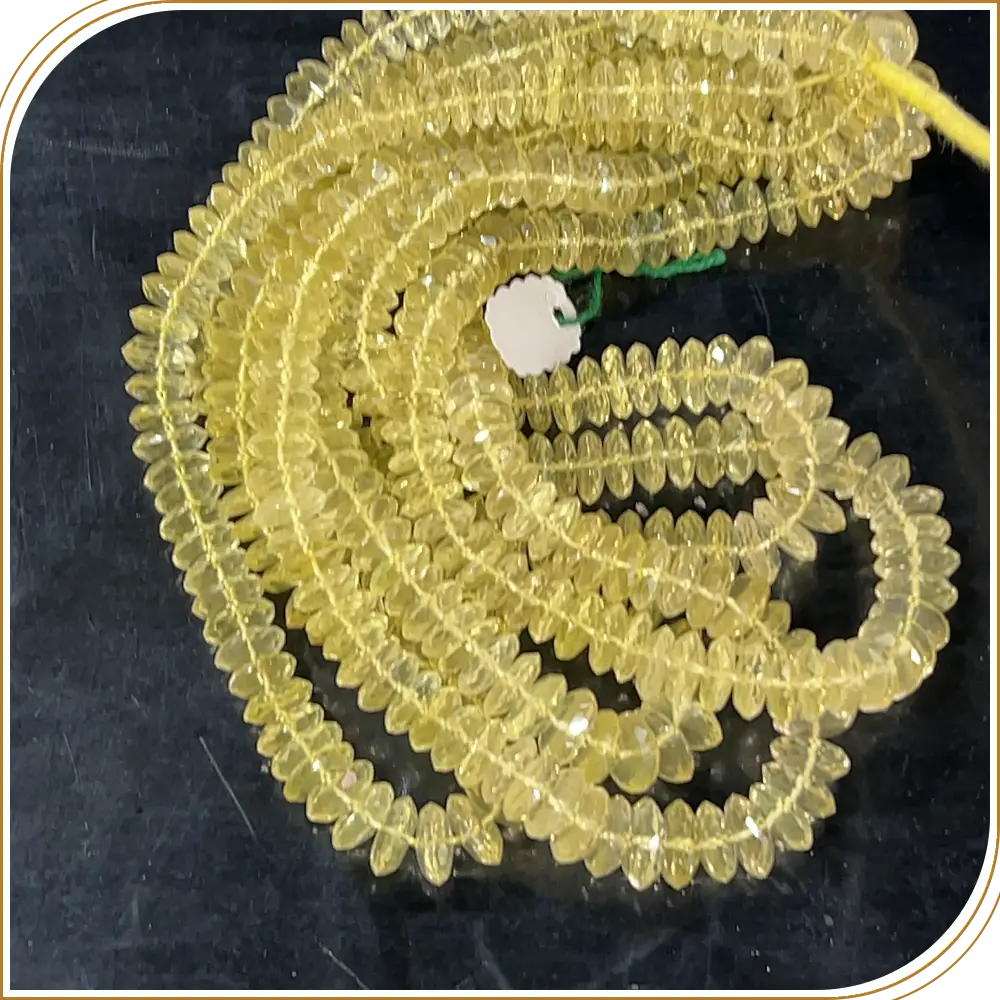 AAA Natural Lemon Quartz German Cut Faceted Rondelle Beads Size 8 To 10mm 14 Inches Strand