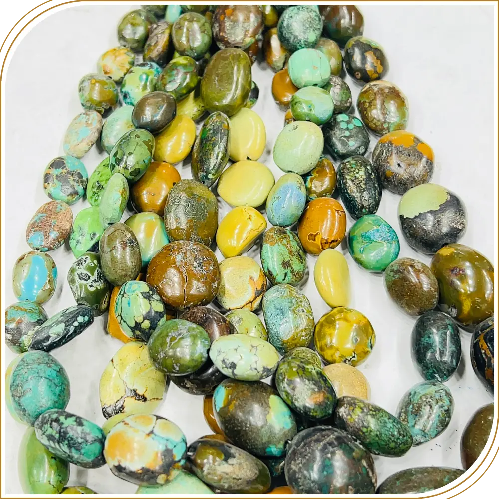 AAA Natural Tibetan Turquoise Smooth Oval Shape Beads Size 18 To 25mm 14 Inches Strand