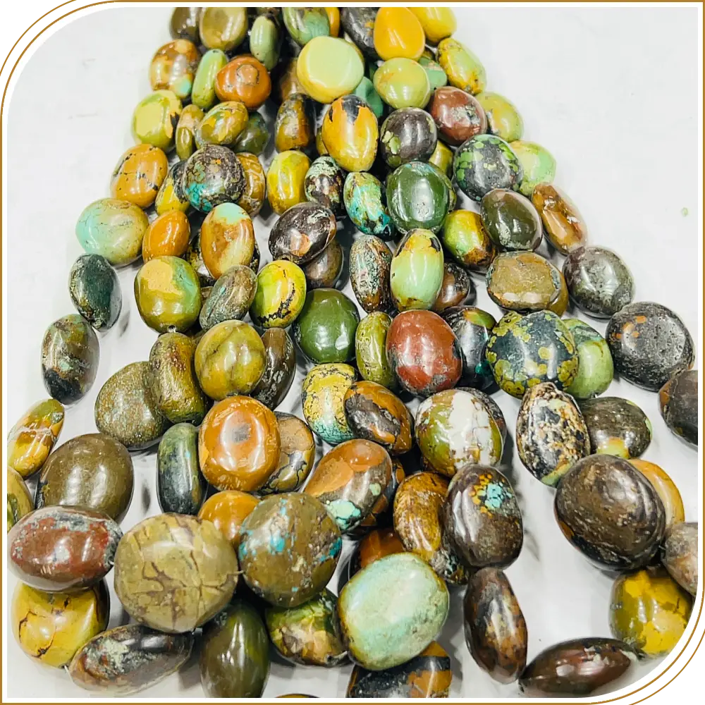 AAA Natural Tibetan Turquoise Smooth Oval Shape Beads Size 18 To 25mm 14 Inches Strand