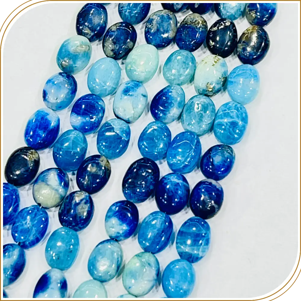 AAA Natural Blue Afghanite Smooth Oval Shape Beads Amazing High Polished