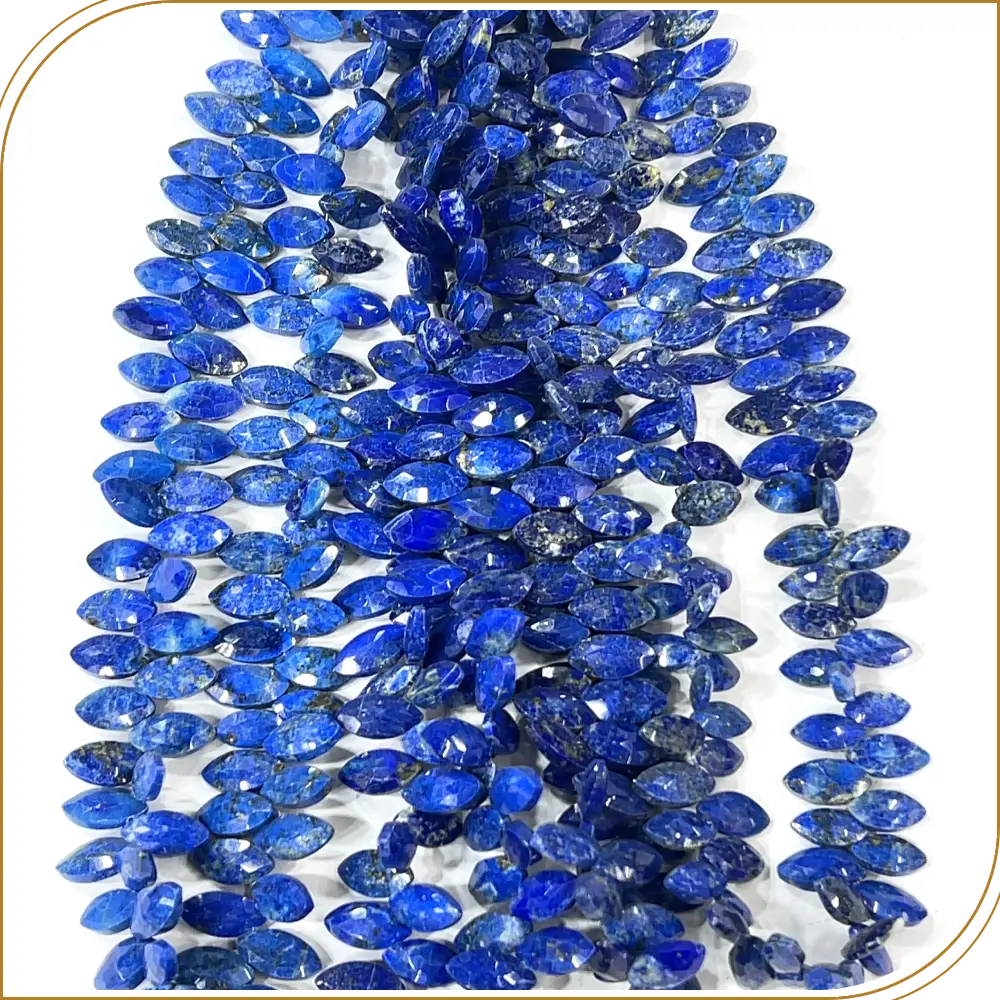 AAA Natural Blue Lapis Lazuli Faceted Marquise Shape Briolette Beads Size 7x14mm Approx. 17 Inches Strand
