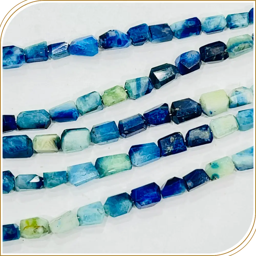 AAA Natural Blue Afghanite Faceted Nuggets Beads Amazing High Polished