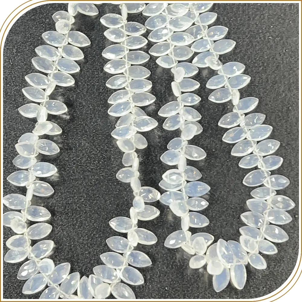AAA Natural Ice-Quartz Faceted Marquise Shape Briolette Beads Size 7x14mm Approx. 17 Inches Strand