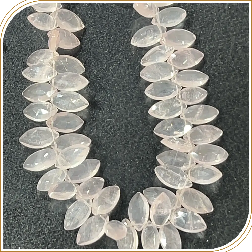 AAA Natural Pink Rose Quartz Faceted Marquise Shape Briolette Beads Size 7x14mm Approx. 17 Inches Strand