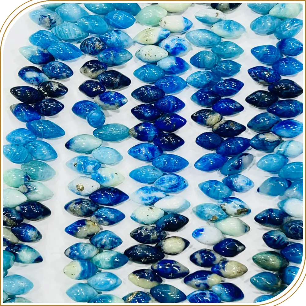 AAA Natural Blue Afghanite Smooth Briolette Rice Shape Beads Amazing High Polished