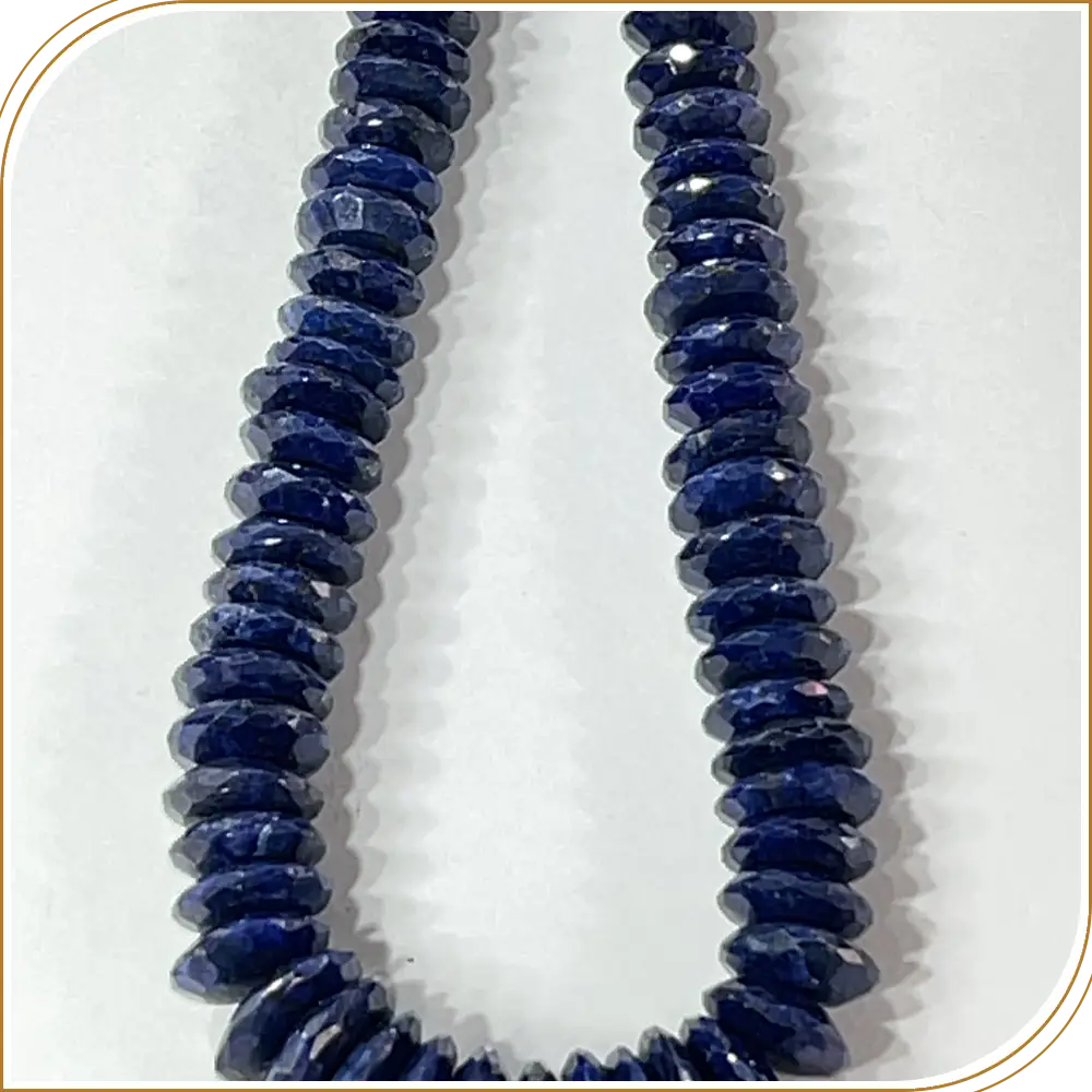 AAA Natural Blue Corundum Sapphire German Cut Faceted Rondelle Beads Size 8 To 10mm 14 Inches Strand