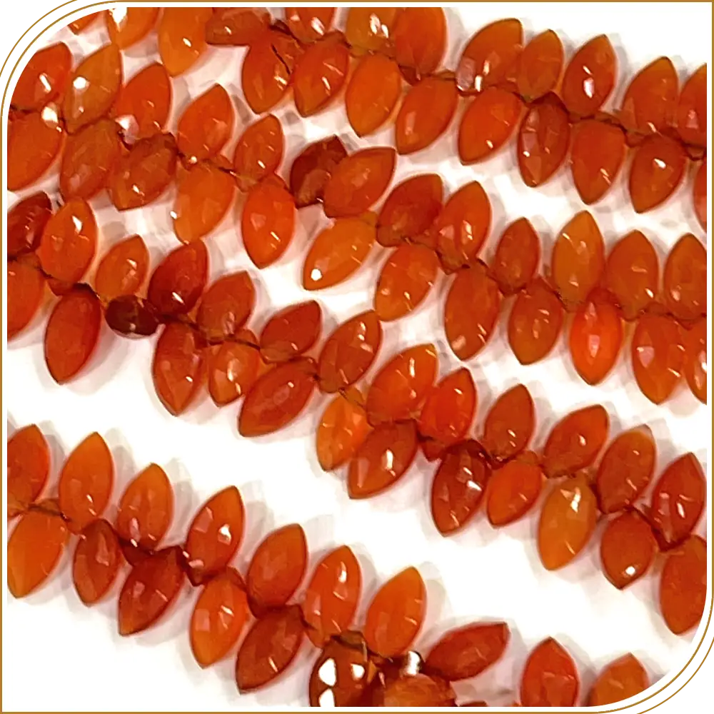 AAA Natural Red Carnelian Faceted Marquise Shape Briolette Beads Size 7x14mm Approx. 17 Inches Strand Price