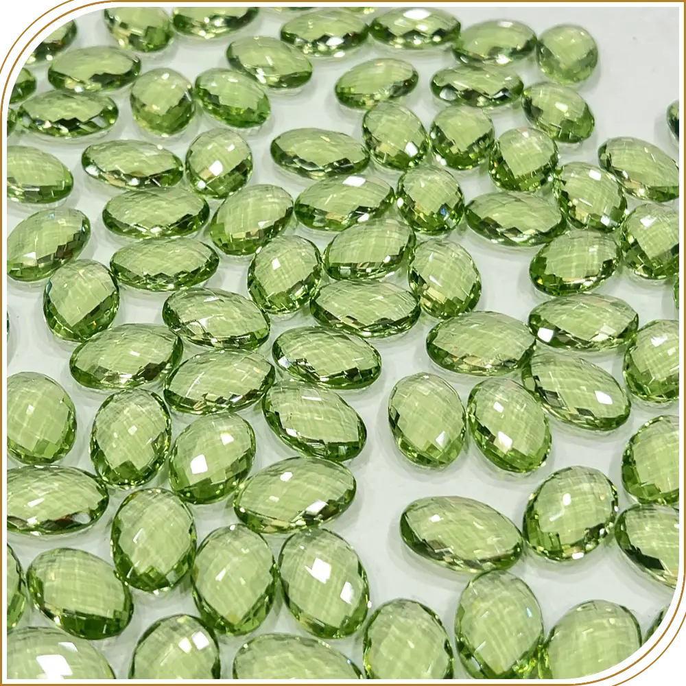 AAA Mint Green Hydro Quartz Faceted Oval Shape Briolette Beads Size 14x22mm