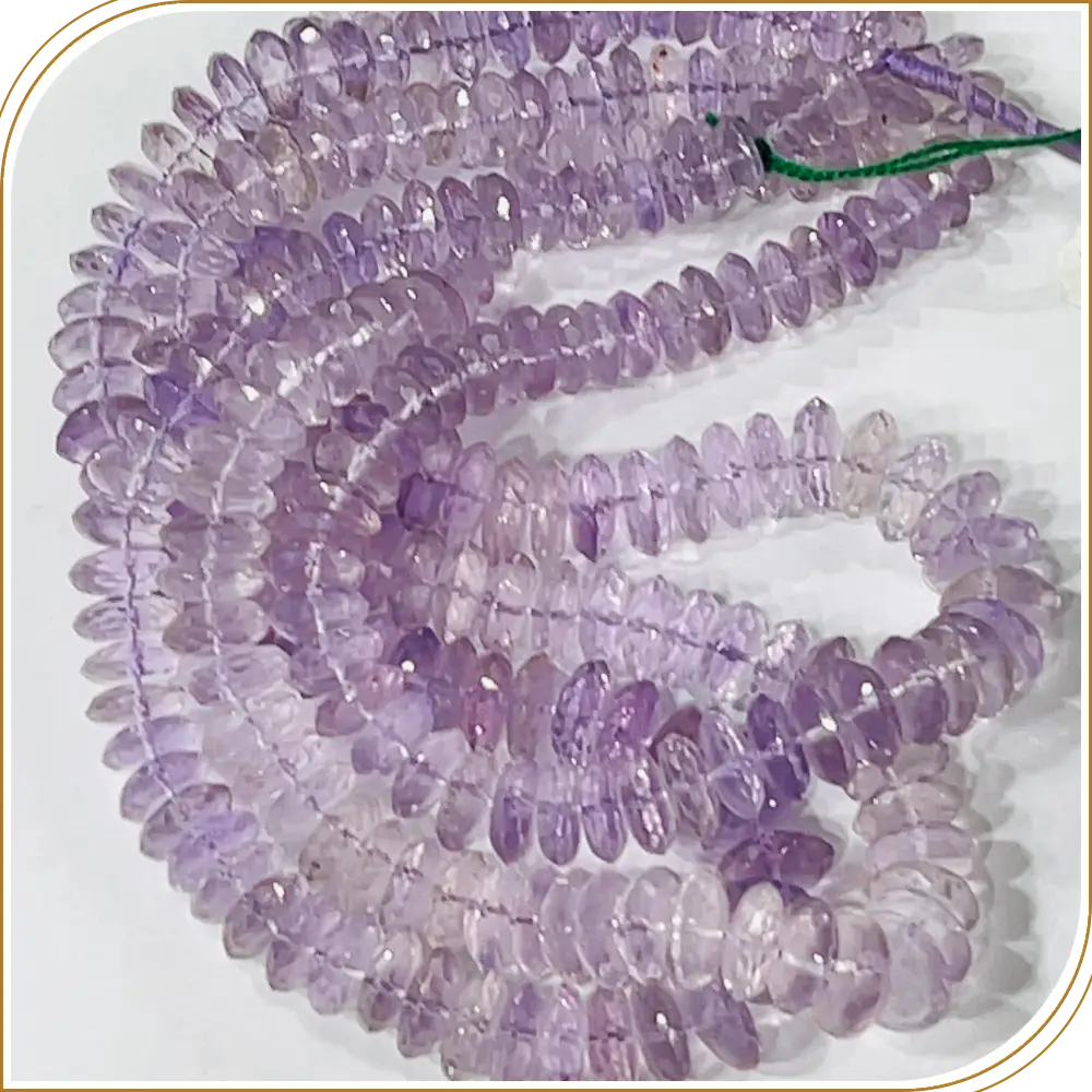 AAA Natural Pink Amethyst Quartz German Cut Faceted Rondelle Beads Size 8 To 10mm 14 Inches Strand