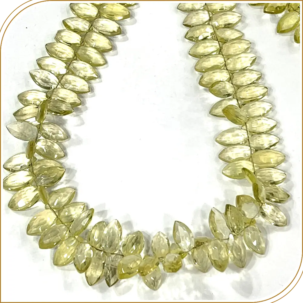 AAA Natural Lemon Quartz Faceted Marquise Shape Briolette Beads Size 7x14mm Approx. 17 Inches Strand