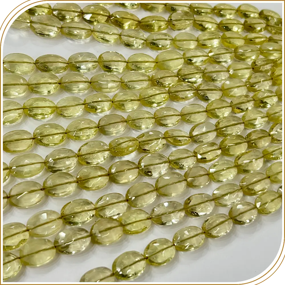 AAA Natural Lemon Quartz Faceted Oval Shape Beads Size 8x10mm Approx. 14 Inches Strand