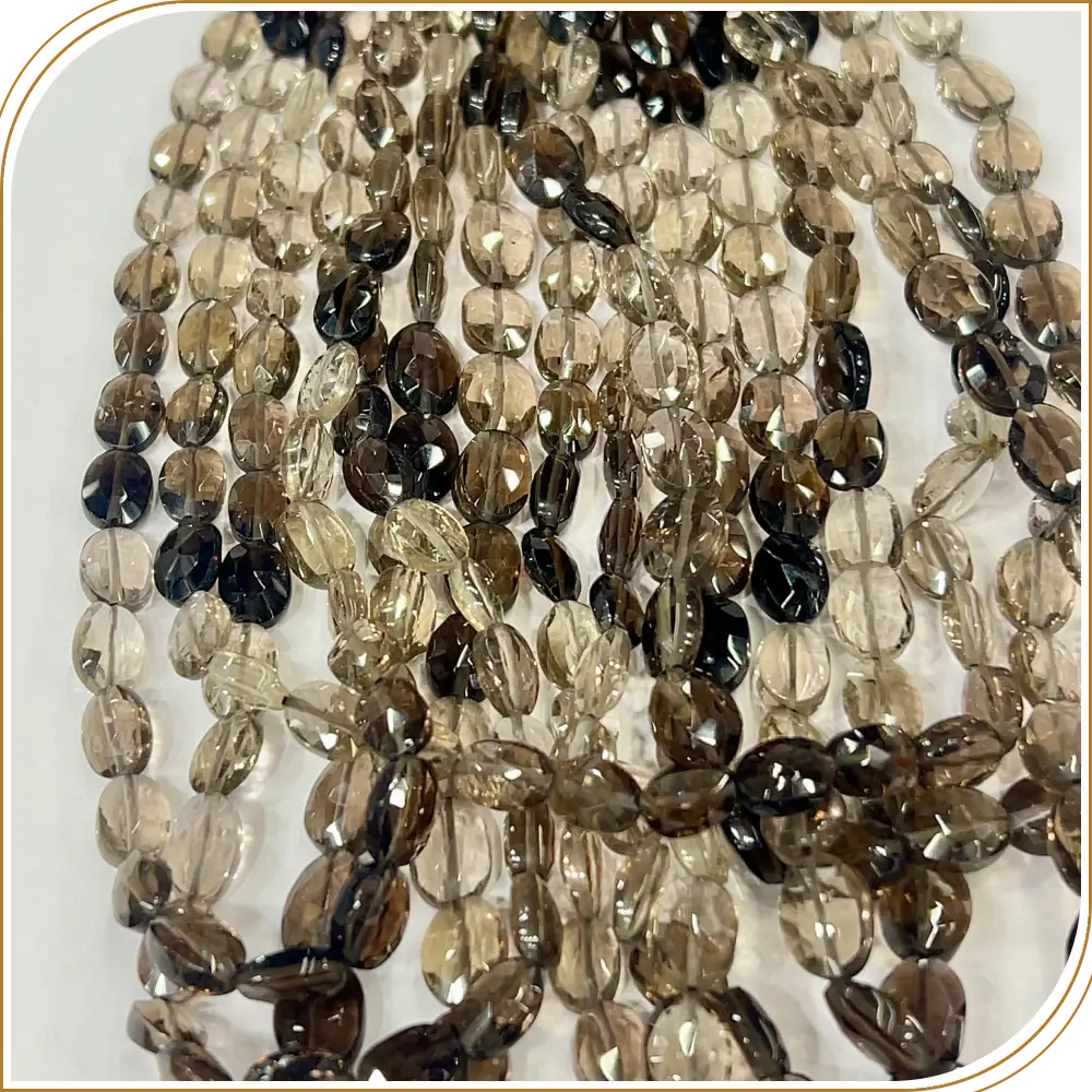 AAA Natural Shaded Smokey Quartz Faceted Oval Shape Beads Size 8x10mm Approx. 14 Inches Strand