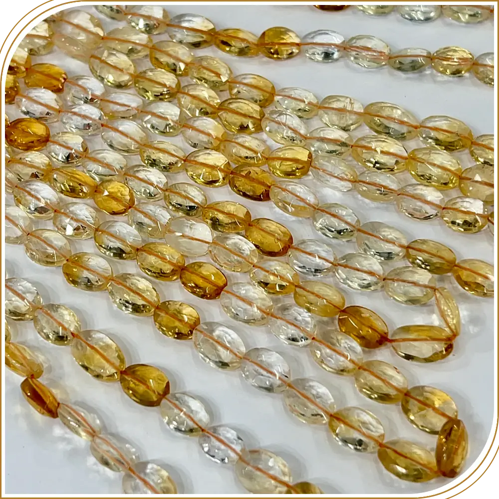 AAA Natural Shaded Citrine Quartz Faceted Oval Shape Beads Size 8x10mm Approx. 14 Inches Strand
