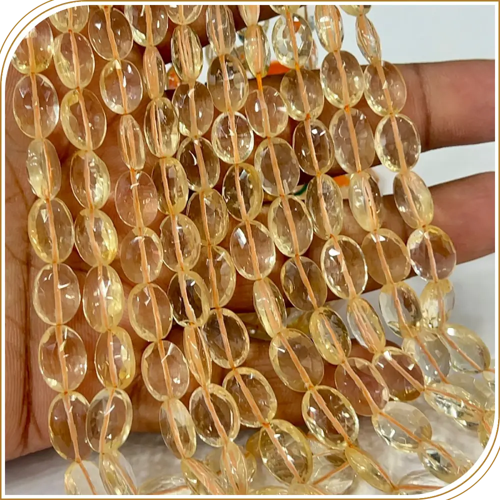 AAA Natural Citrine Quartz Faceted Oval Shape Beads Size 8x10mm Approx. 14 Inches Strand
