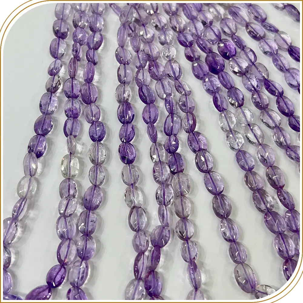AAA Natural Shaded Quartz Faceted Oval Shape Beads Size 8x10mm Approx. 14 Inches Strand