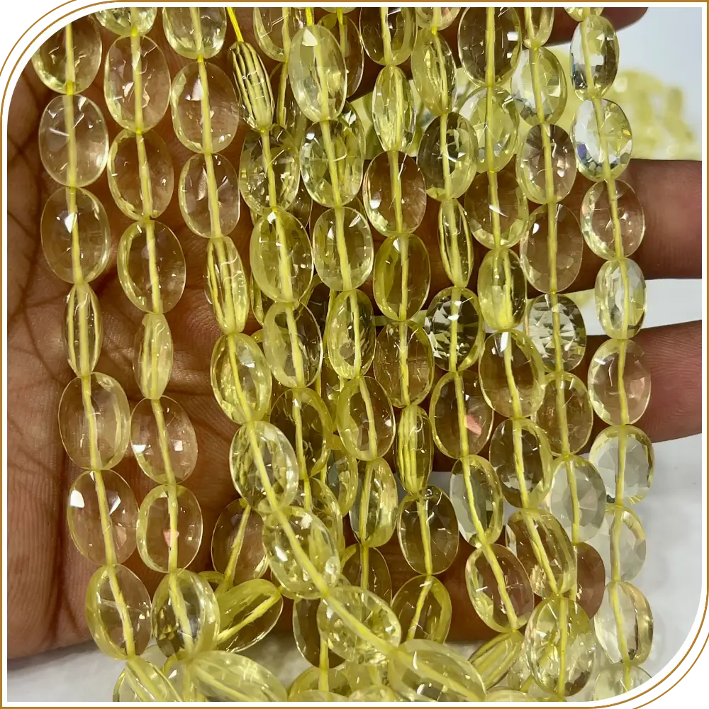 AAA Natural Lemons Quartz Faceted Oval Shape Beads Size 8x10mm Approx. 14 Inches Strand