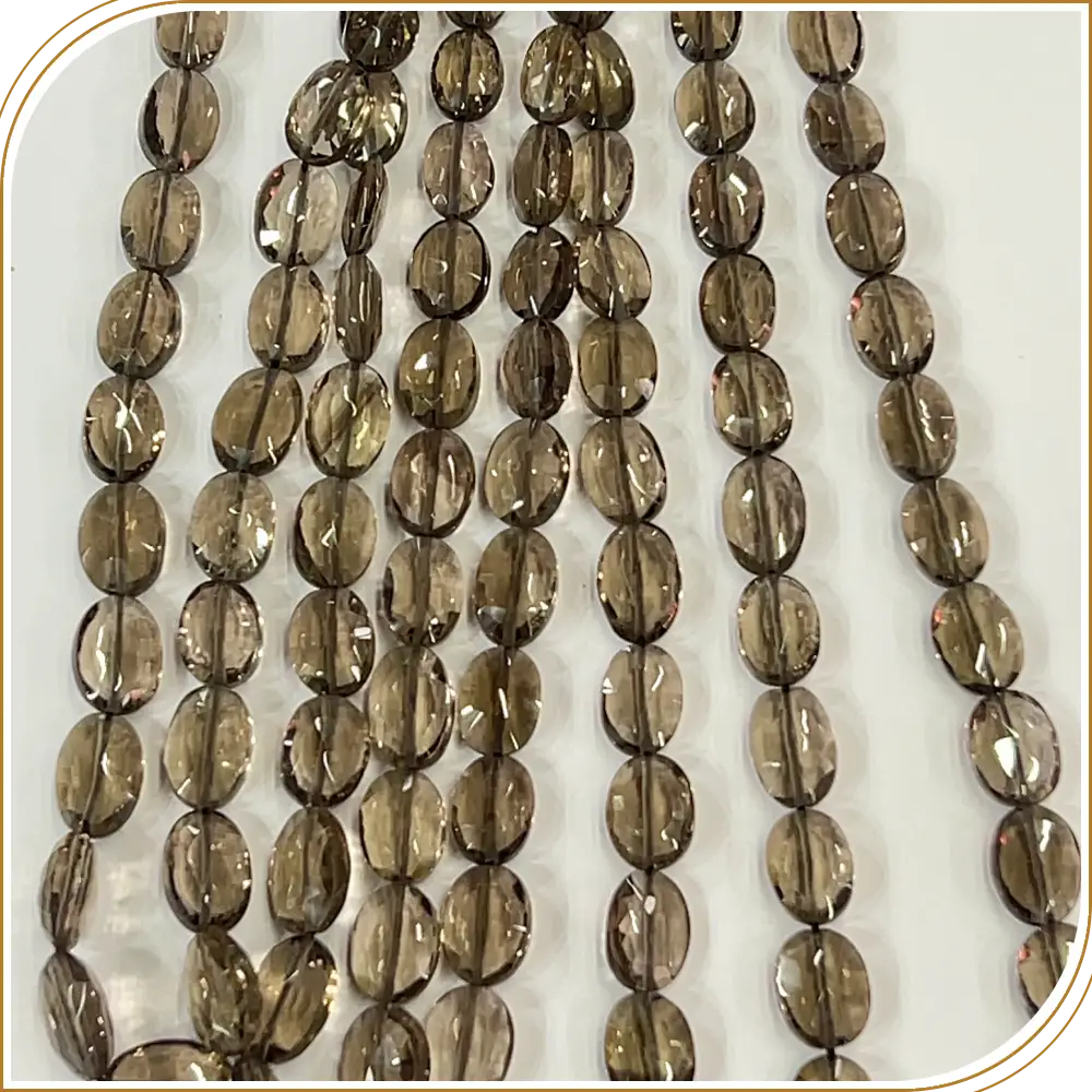 AAA Natural Shaded Smokey Quartz Faceted Oval Shape Beads Size 8x10mm Approx. 14 Inches Strand