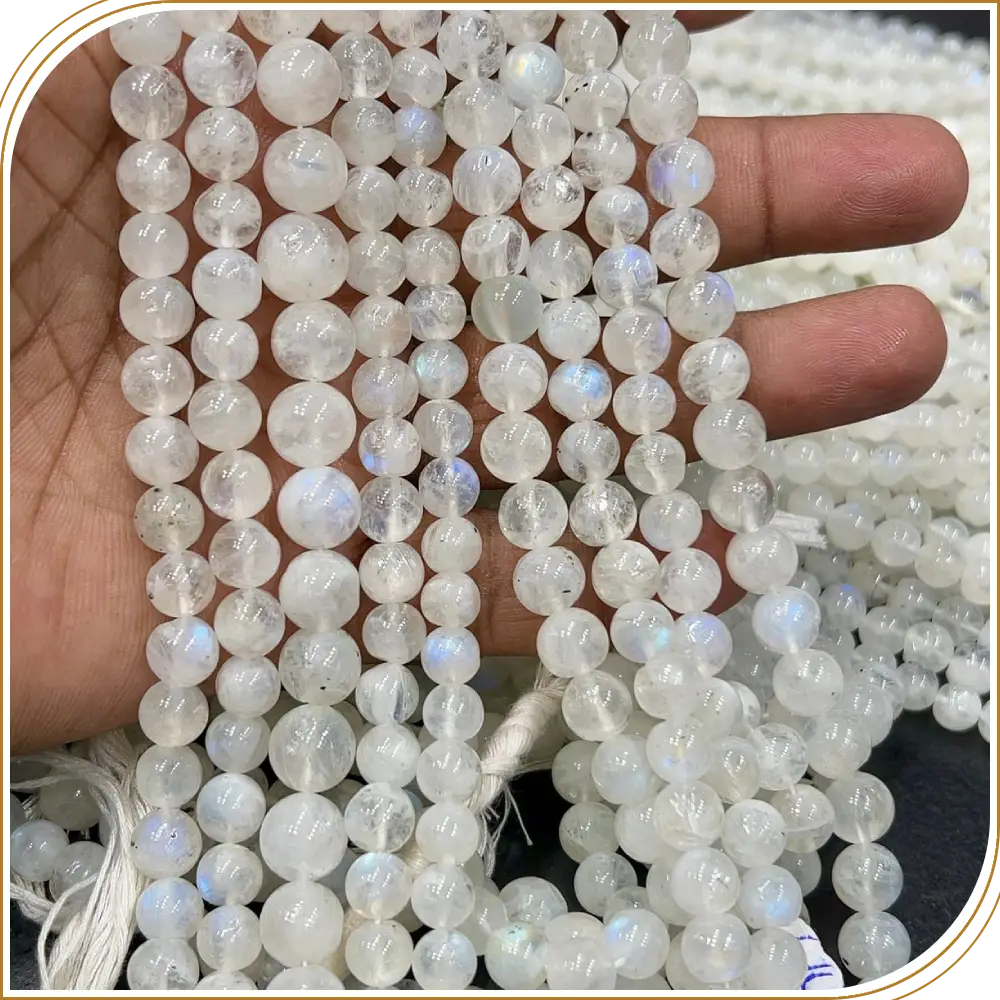 Natural Rainbow Moonstone Smooth Round Ball Beads 5-6MM for Jewelry Making Healing and Craft Supplies