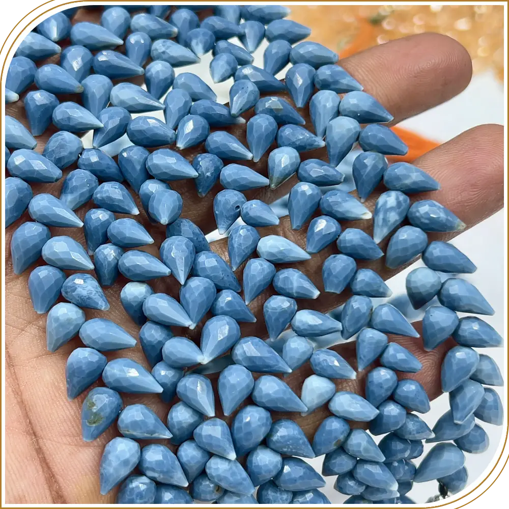AAA Natural Dark Blue Opal Faceted Briolette Teardrop Fancy Drill 8 Inch Strand 6x9mm Approx