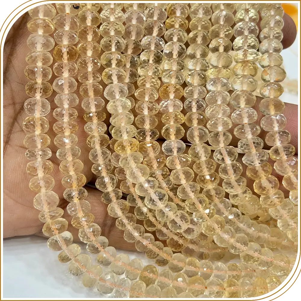 AAA Natural Citrine Quartz Gemstone Faceted Rondelle Beads 8mm 8inches Strand