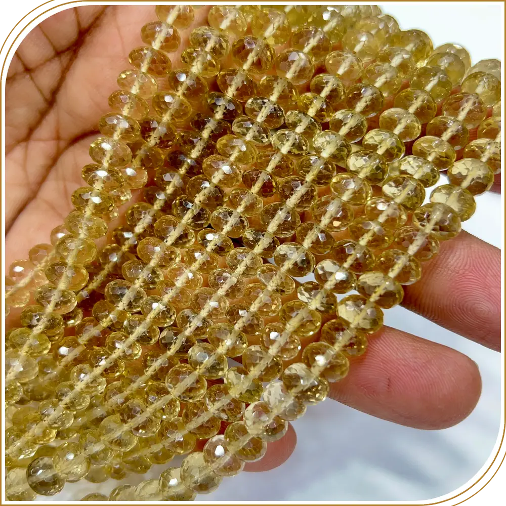 Semi-Precious Gemstone Beads AAA Natural Beer Quartz Gemstone Faceted Rondelle Beads 8mm 8inches Strand