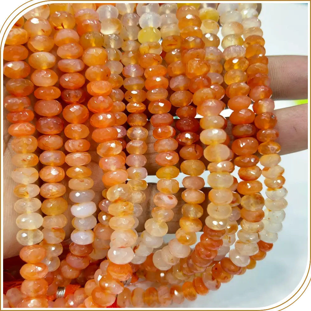 Wholesale Gemstone Beads AAA Natural Red Carnelian Gemstone Faceted Rondelle Beads 8mm 8inches Strand