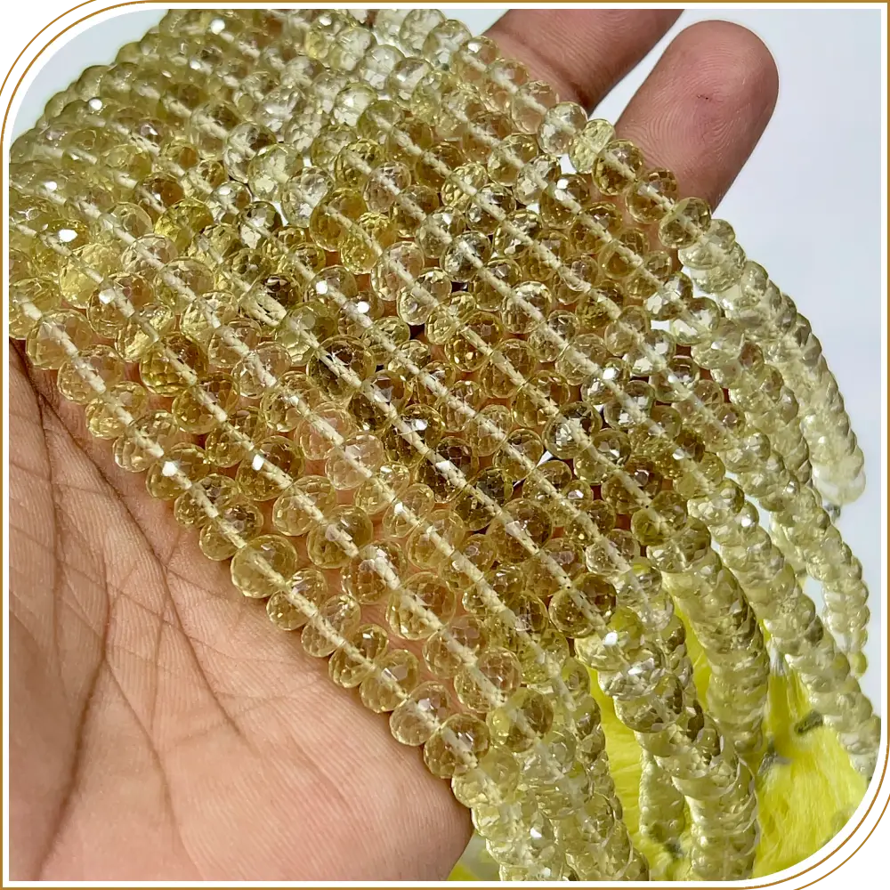 Gemstone Beads for Jewelry Making AAA Natural Lemon Quartz Gemstone Faceted Rondelle Beads 8mm 8inches Strand
