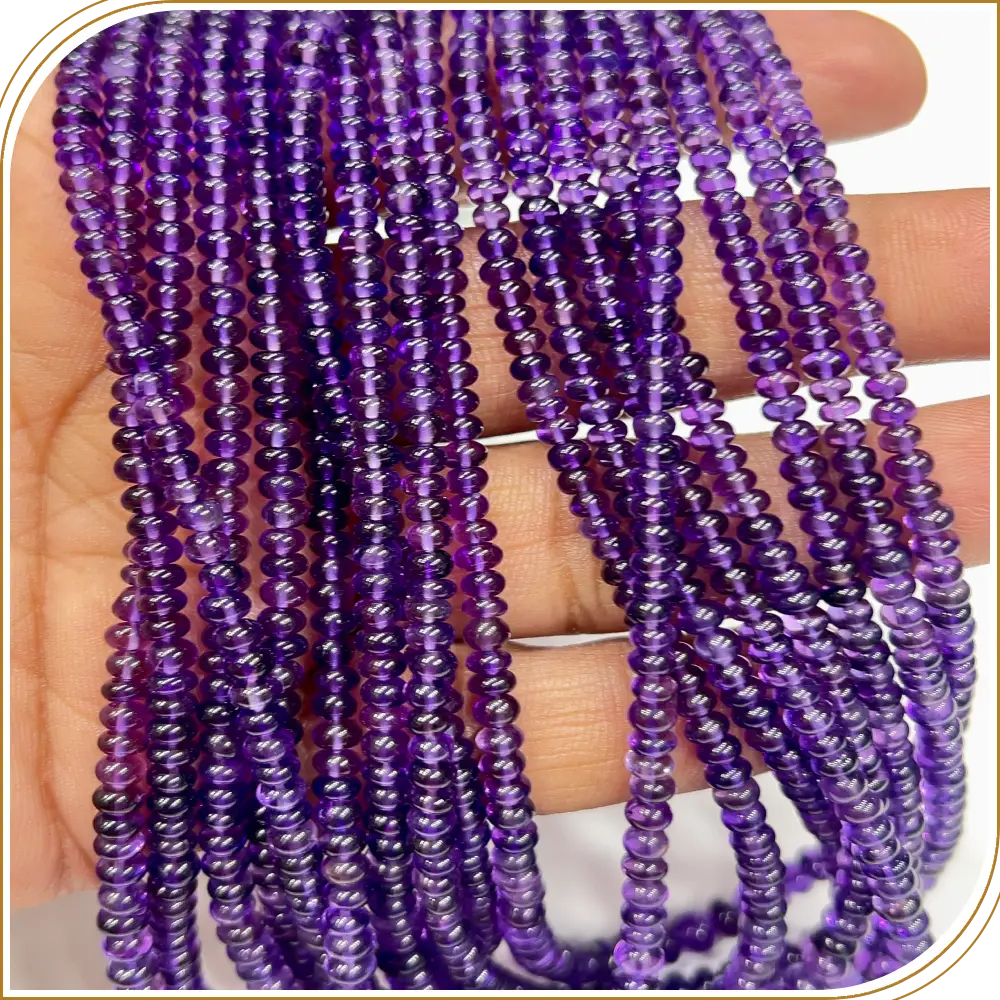 AAA Natural Purple Amethyst Smooth Rondelle Beads 17 Inch Strand 4–5mm Approx