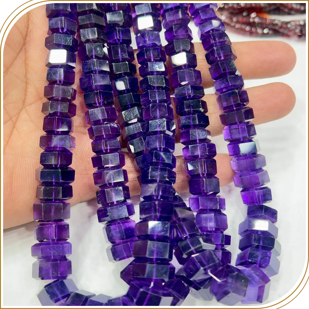 AAA Natural Purple Amethyst Quartz Faceted Bolt Shape Beads 14 Inch Strand 9–12mm Approx