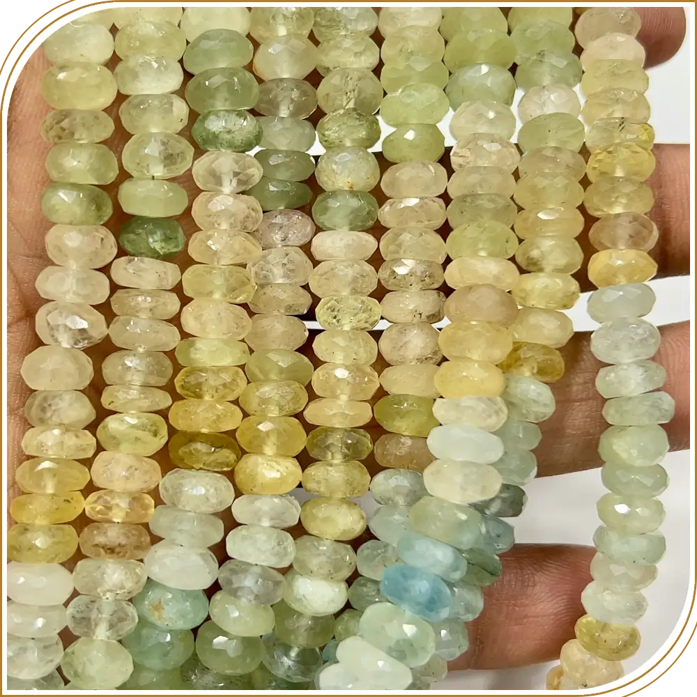 Faceted Gemstone Beads AAA Natural Multi Aquamarine Gemstone Faceted Rondelle Beads 8mm 8inches Strand