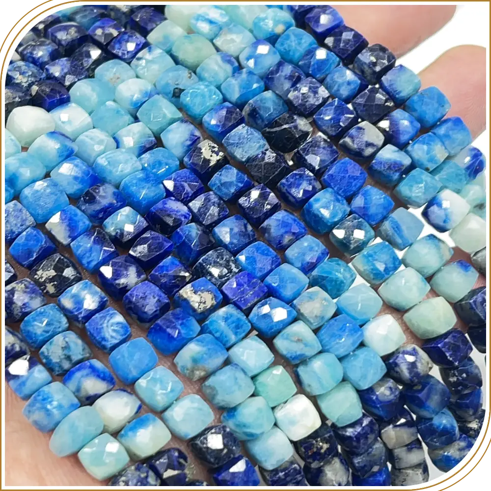 Natural Afganite Faceted Box Shape Beads Size 5-6mm 8 Inches Strand