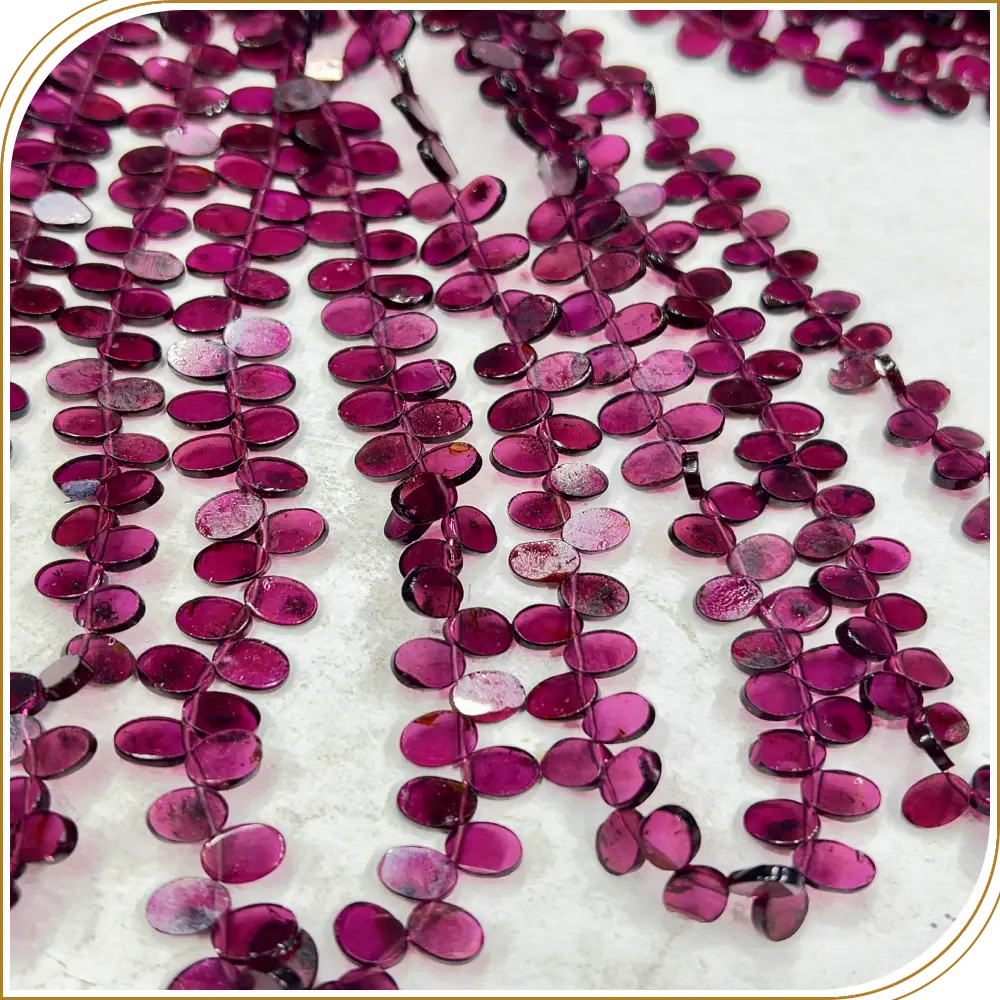 AAA Quality Natural Red Garnet Flat Oval Shape Briolette Beads Size 6x8mm 15 Inches Strand