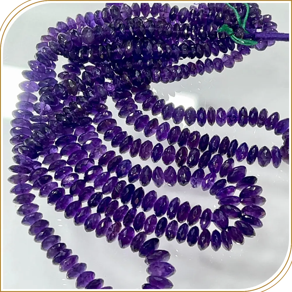 Natural Purple Amethyst Quartz German Cut Faceted Disc Shape Rondelle Beads Size 7 To 8mm 14 Inches Strand