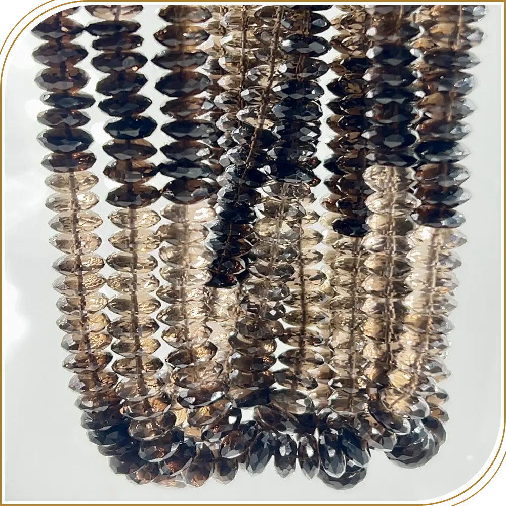 Natural Shaded Quartz German Cut Faceted Disc Shape Rondelle Beads Size 7 To 8mm 14 Inches Strand